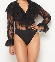 Load image into Gallery viewer, Ruffle Lace Bodysuit - classyplugboutique
